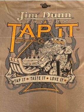 Racing Tap It Brewing Co. Men's Graphic Tee - Tan/Gray/Orange • XL